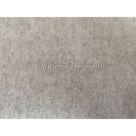 Salvatore Ferragamo Cashmere Fringe Long Wrap Scarf Oatmeal - Picture 2 of 5